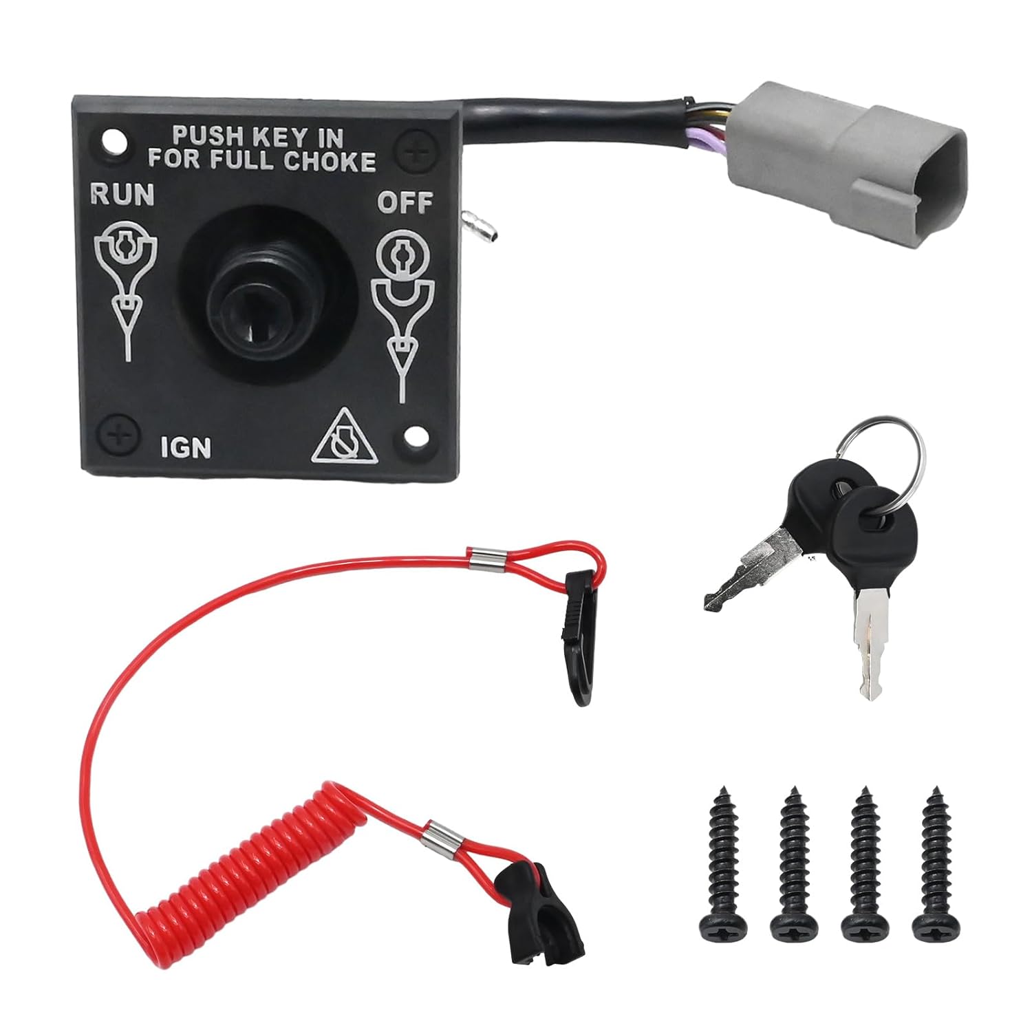 176408 Boat Kill Switch Outboard Ignition Switch Replacement for Johnson BRP Evinrude Boat Motor Ignition Cut‑Off Switch w/Keys and Lanyard