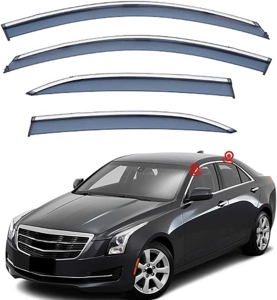 FengXH 4Pcs Smoke Tint Car Window Deflectors for Cadillac ATS-L 2014-2018