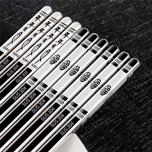 4 paires/acier inoxydable Chopstick Set Métal chinois Argent Enfant Chopsticks for les enfants Sushi nourriture Sticks Arts de la table (Color : Rose Gold)