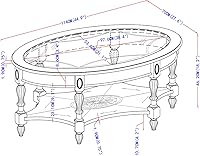 Vista 27 de PADMA HOUSE Mesa de sofá semicírculo tradicional de madera maciza con tapa de vidrio templado para sala de estar, nogal cereza
