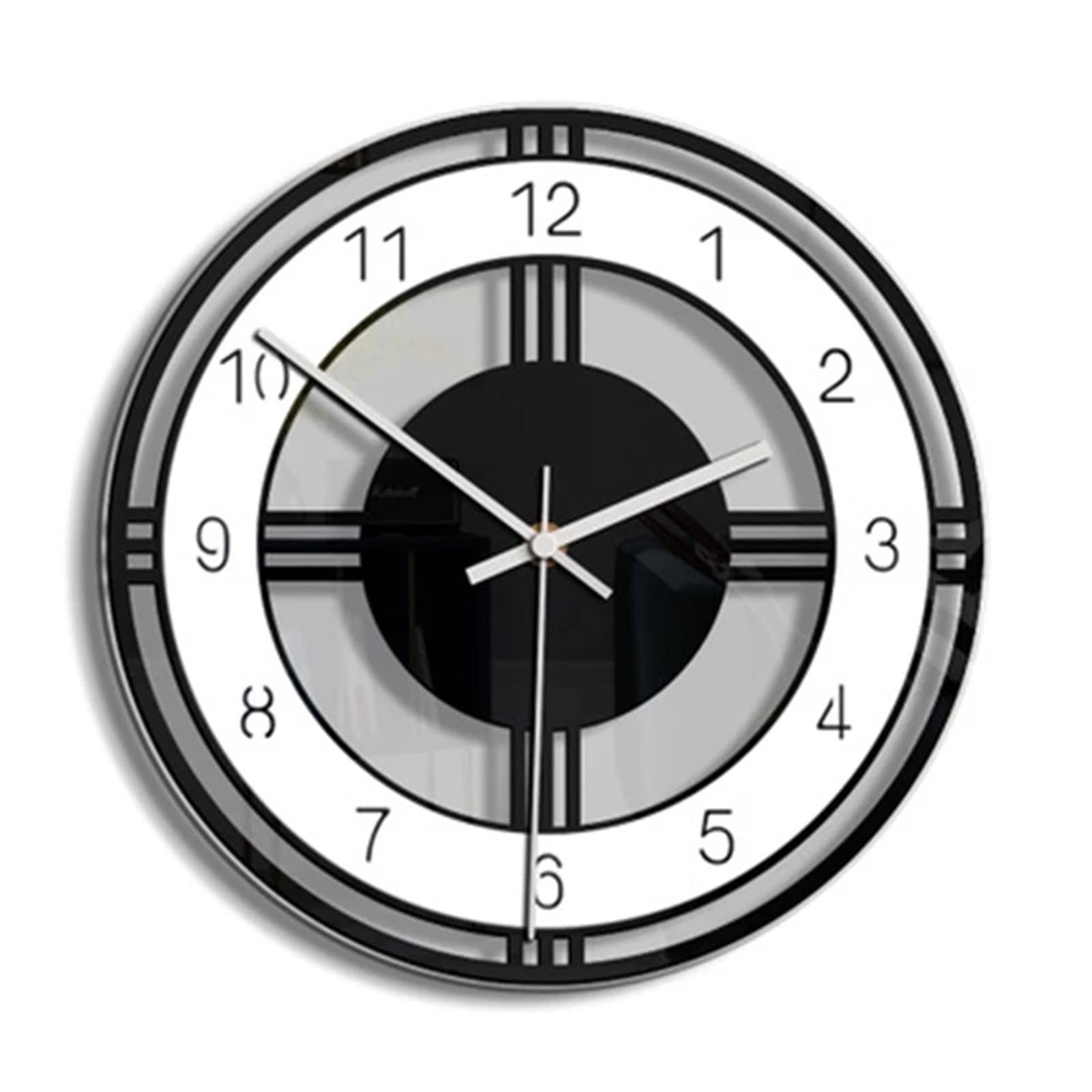 Horloge murale pour salon moderne en bois et acrylique transparent