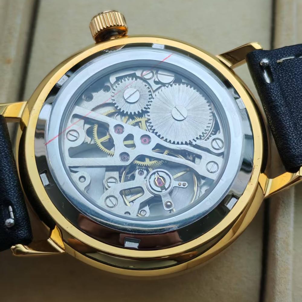 Boyarca Mechaniczny zegarek na rękę w stylu vintage z wypukłym szkłem do zegarka, swobodny i minimalistyczny ręcznie nakręcany mechaniczny zegarek dla mężczyzn i kobiet