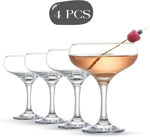 Vista 13 de Juego de 6 copas de cóctel de champán, elegantes copas de cóctel Coupe, copas de Martini, cristalería de tallo largo (6 unidades (9 onzas/9.1 fl oz))