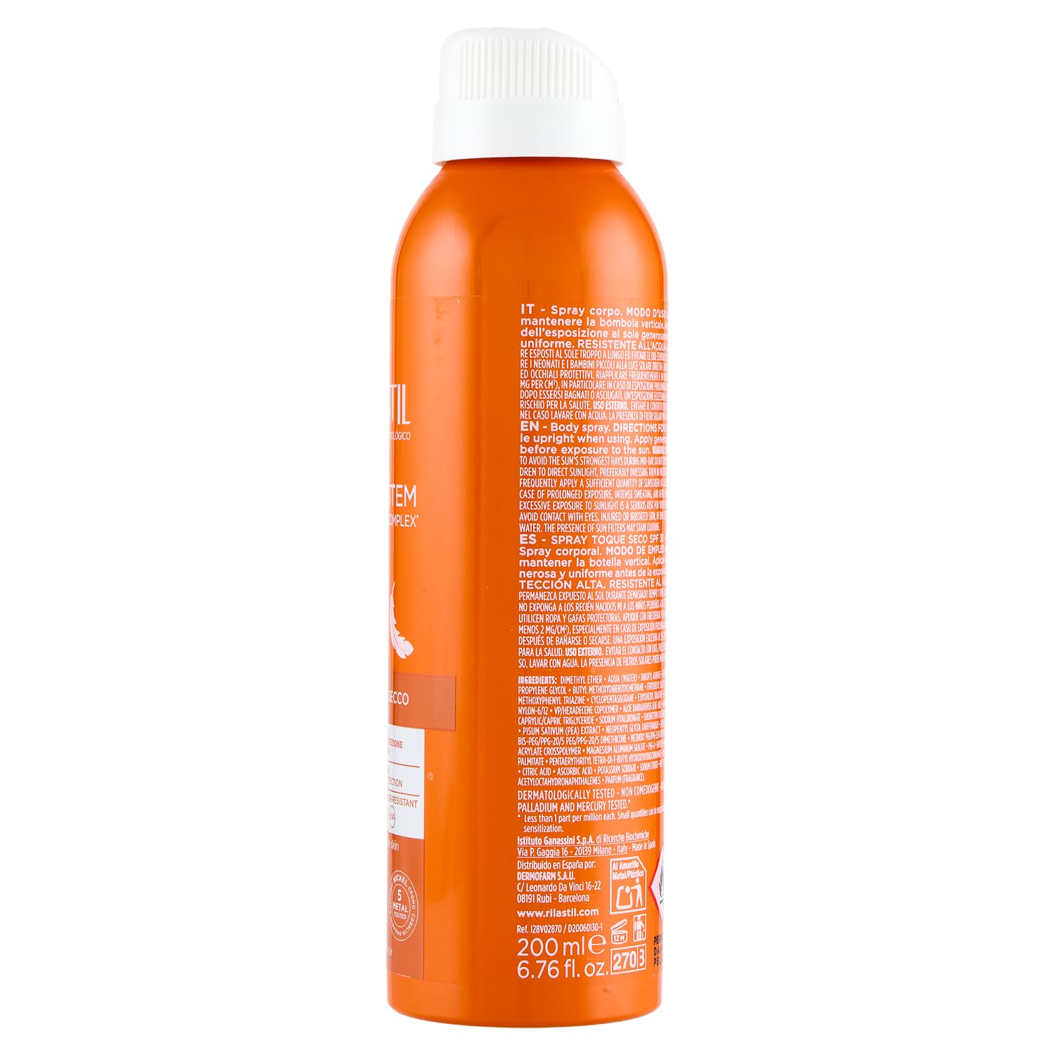 Rilastil Sun System, Dry Touch Spray SPF30 ad Azione Antiossidante per Pelle Sensibile, resistente all'acqua, 200 ml