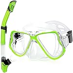 Greatever Dry Snorkel Set,Panoramic Wide View,Anti-Fog Scuba Diving Mask,Professional Snorkeling Gear for Kids