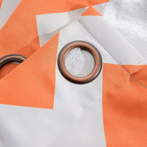 Melodieux Fashion Chevron Curtains For Living Room Dining Room, Darkening Blackout Grommet Top Window Drapes Soundproof Thermal Insulated For Bedroom, 96 Inches Long, 52 By 96 Inch, Orange (1 Panel) #TOP7