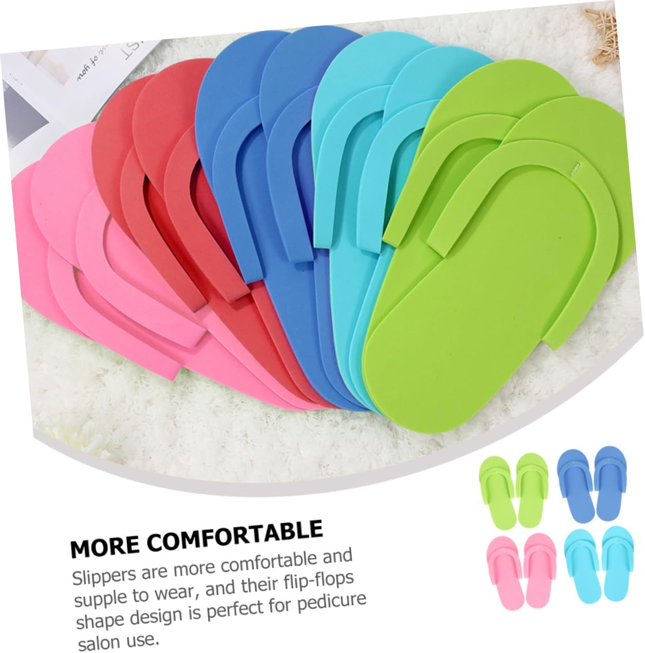 VANZACK 24pairs Eva Foam Pedicure Slippers Disposable Assembled for Both Women Men Beach Party Slippers Box