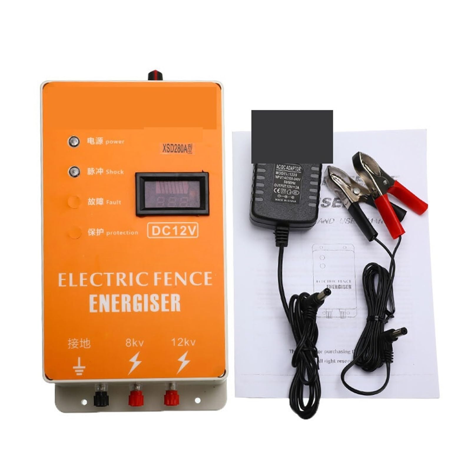 Energizador eléctrico para vallas, Cerca eléctrica for pastores, animales, cargador energizador, controlador de pulso de alto voltaje, cerca eléctrica for granjas avícolas, aisladores, herramientas pa