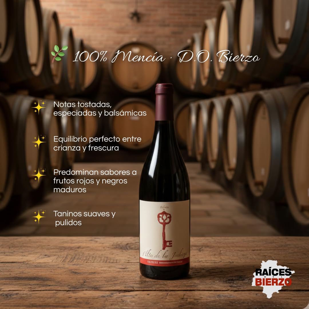 Alto de la Judiega Crianza D.O del Bierzo | Cosecha 2020 | 100% Mencía en roble francés | Pack de 6 botellas de 750ml