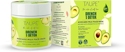 TAUPE Detox Face Mask with Vitamin C for Oily & Combination Skin, Deep Cleanse Mask with Avocado Milk for Instant Hydration & Tan Removal, Removes Blackheads & Whiteheads, Derma Tested - 100g