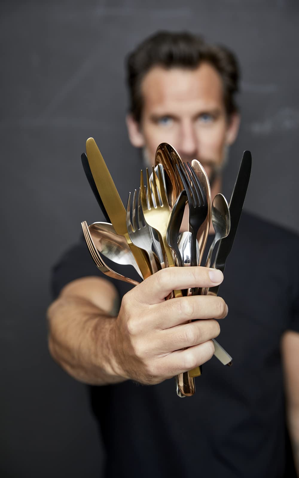 BITZ Besteck-Set/Essbesteck-Set für 4 Personen, 16-teilig, Besteck aus Edelstahl, Stahlfarben