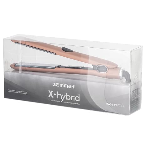 GAMMA+ X-Hybrid 1 Titanium Flat Iron Italian-Designed Professional Hair Straightener, 450F High Heat, Floating Plates for Frizz-Free Styling & Keratin Treatments