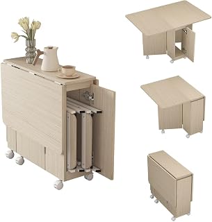 G-AVERIL 折りたたみダイニングテーブル 伸縮式 バタフライ 単品 ホワイト 食卓 机 し 収納 シンプル 移動可能で伸縮可能なキッチン 省スペース 2人掛け 幅120cm ナチュラル