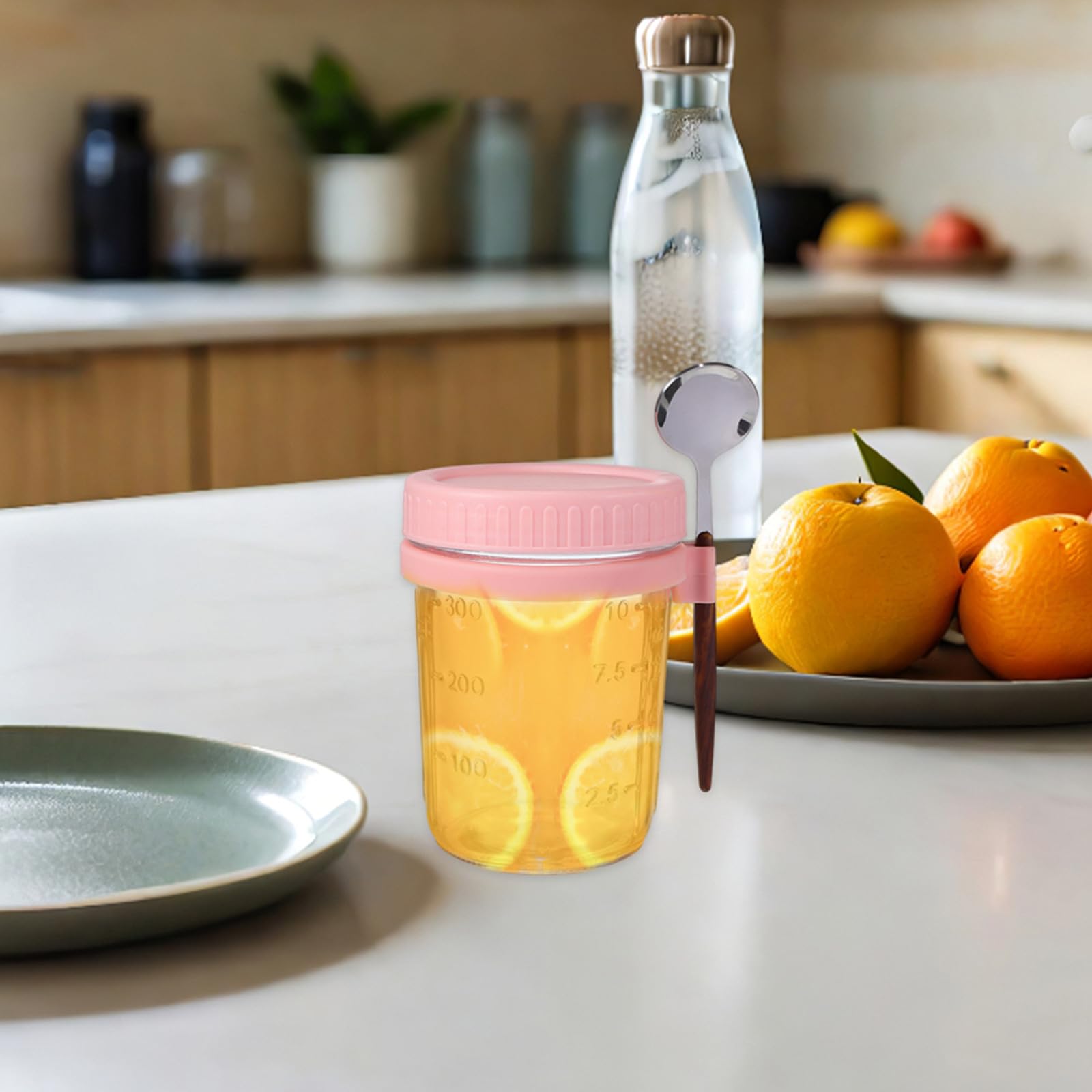 DOITOOL 4 contenitori in vetro per fiocchi d'avena per la notte con cucchiai - Barattoli da 350 ml per fiocchi d'avena per la notte - Contenitore per d' a prova di perdite Barattolo per la