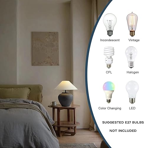 Miniatura 6 de JITEM Lámpara de Mesa - Lámpara de mesa rústica negra de 20.86 pulgadas de alto, lámpara de noche de cerámica hecha a mano con pantalla de tambor