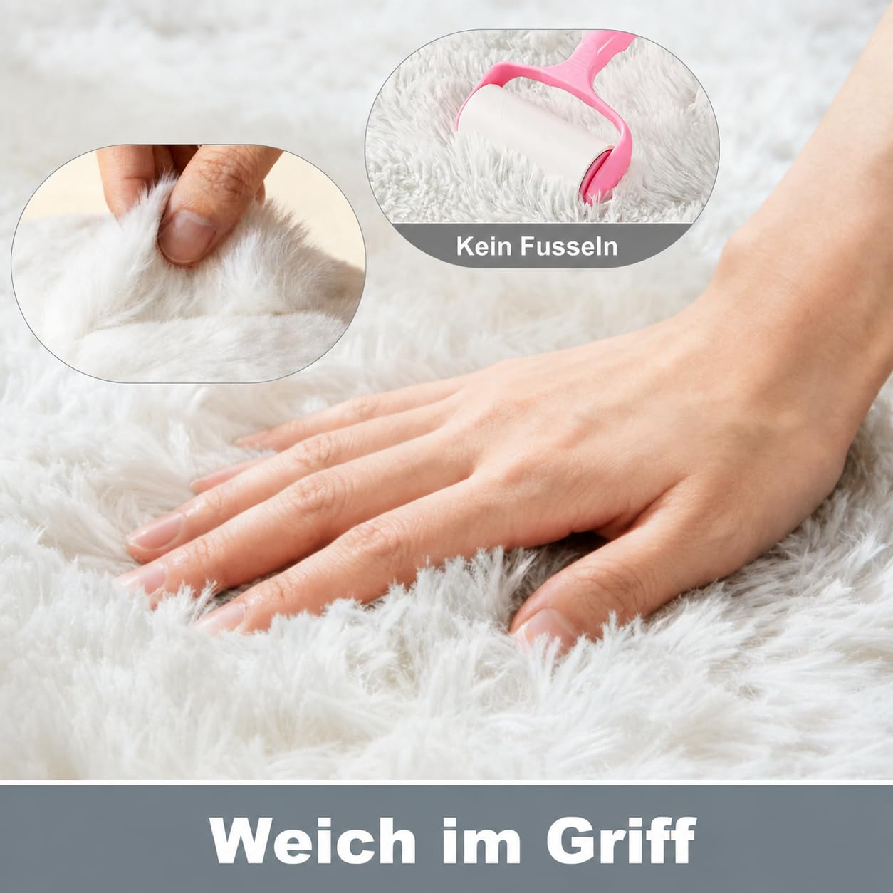 Rundteppich für Kinderzimmer Schlafzimmer Wohnzimmer Spielzimmer, Flauschig Waschbar rutschfest Moderner Teppich, Creme, 160 cm