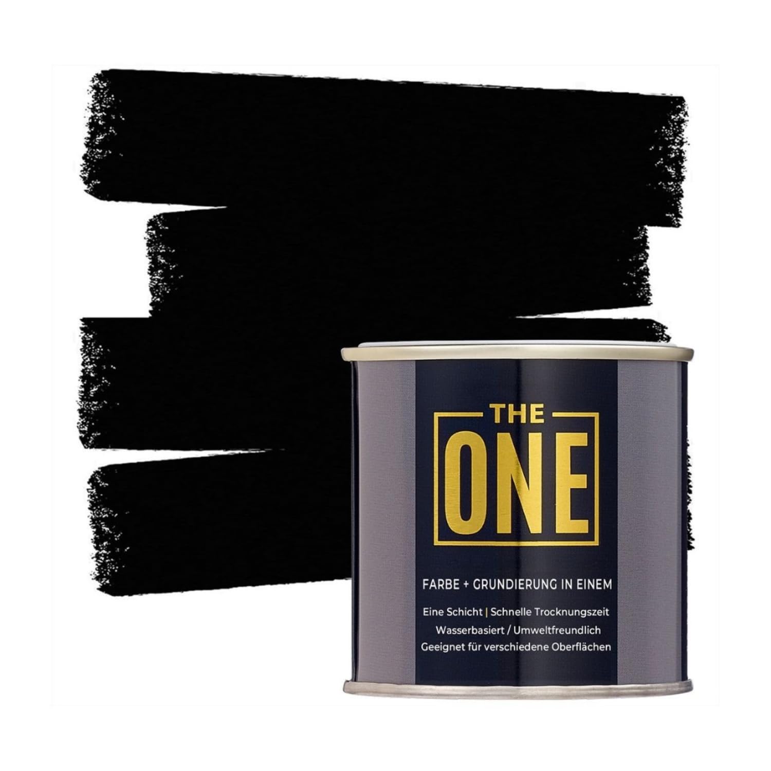 THE ONE All-In-One Farbe & Grundierung Schwarz 1 L Formel für mehrere Oberflächen mit 1 Anstrich