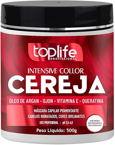 Máscara Matizadora Tonalizante Vermelho Cereja Toplife 500gr
