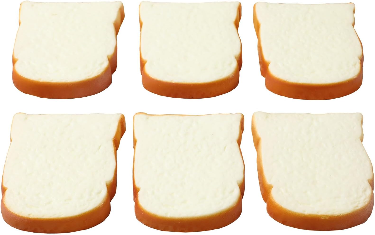 6pcs Artificial Bread Slices Set Fake White Sliced Bread Realistic Fake Food for Display Faux Bread Slice Model for Decoration Faux Food Props