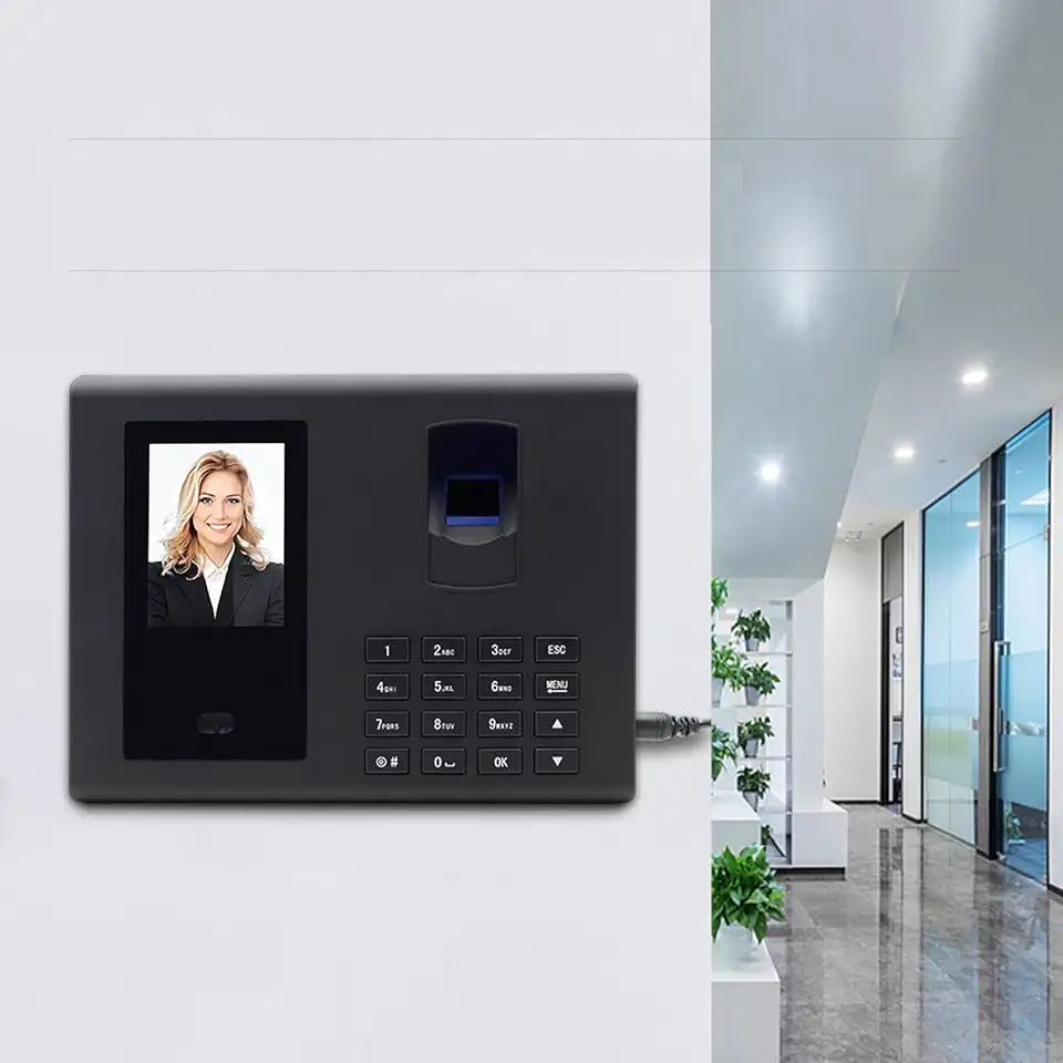 Relógio de Ponto, Máquina de Presença com Face, Cartão e Impressão Digital para Funcionários de Pequenas Empresas, Máquina de Entrada e Saída de Funcionários, Relógio de Ponto de Presença