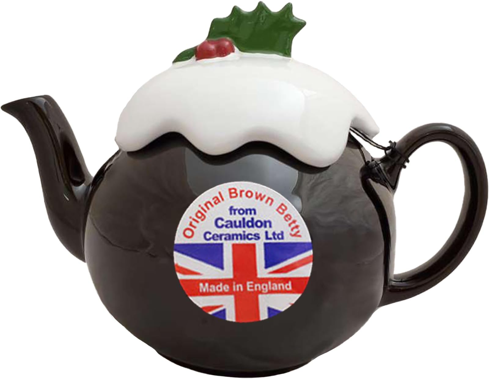 Cauldon Ceramics Traditional 6 Cup Brown Betty Christmas Pudding Tea Pot | Made with Staffordshire Red Clay | Limited Edition Festive English Teapot