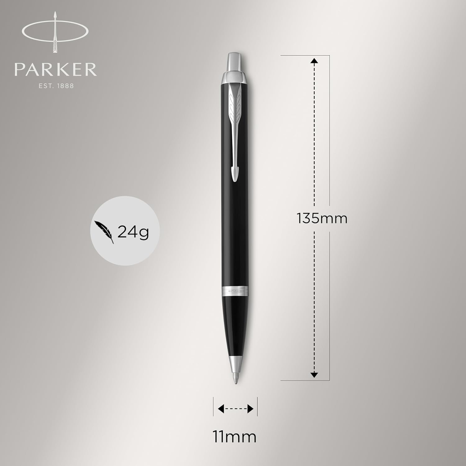 Parker IM Duo Gift Set with Ballpoint Pen & Fountain Pen | Gloss Black with Chrome Trim | Blue Ink Refill & Cartridge | Gift Box