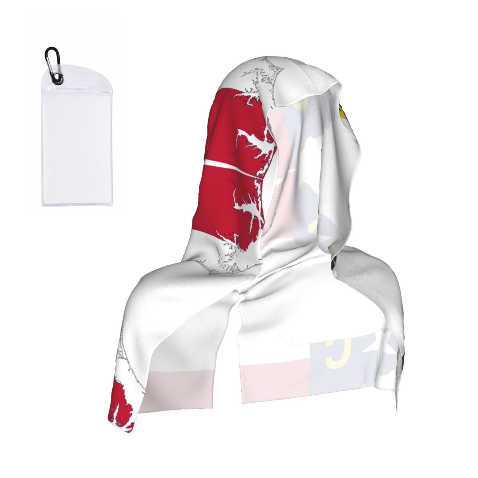 DUWAA North Carolina State Flag Map Print Cooling Hooded Sports Towel, 30×60cm Quick Drying Summer Cool Head Wrap For Neck And Face