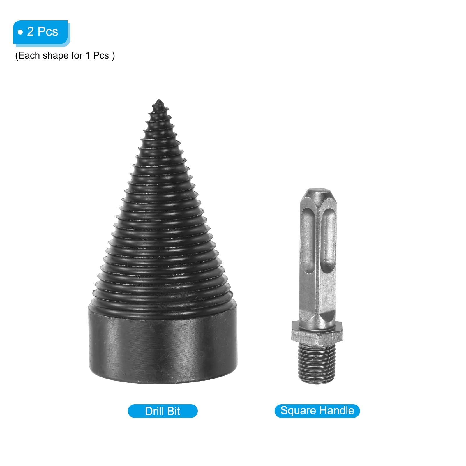 PATIKIL Fendeuse de bûches de bois de chauffage 50 mm, forets électriques amovibles avec tige carrée pour la maison et l'extérieur