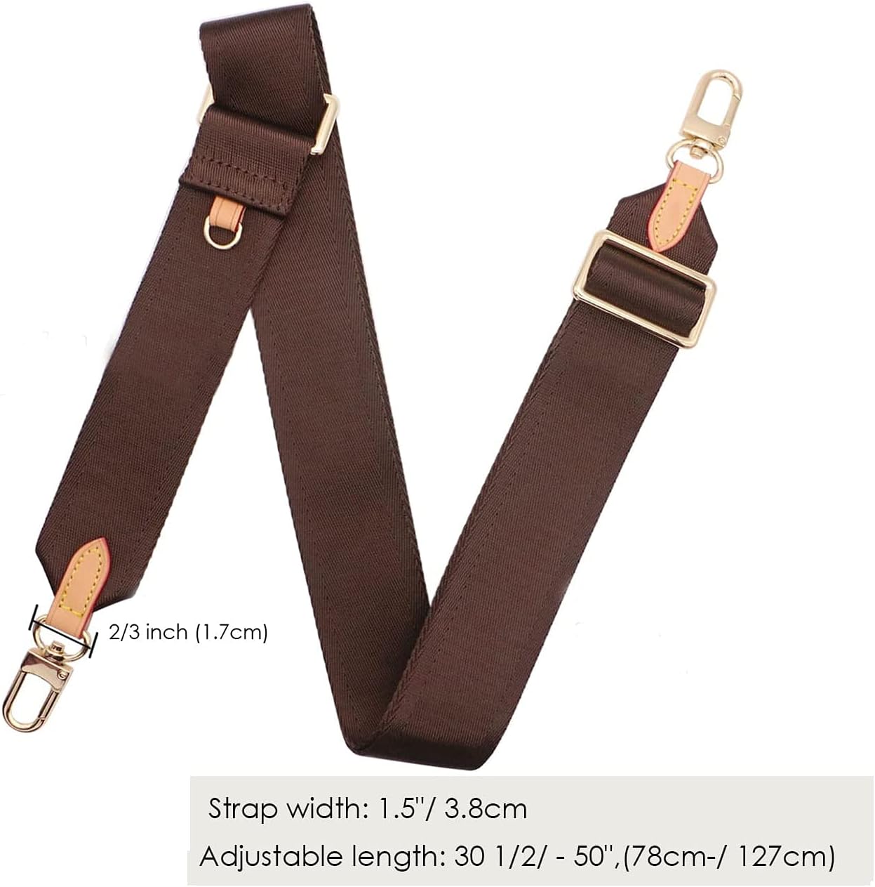 Multi Pochette Accessories Replacement Adjustable Crossbody Wide Cavas Strap for Shoulder Bags Multi Purpose Strap (Brown) image 2