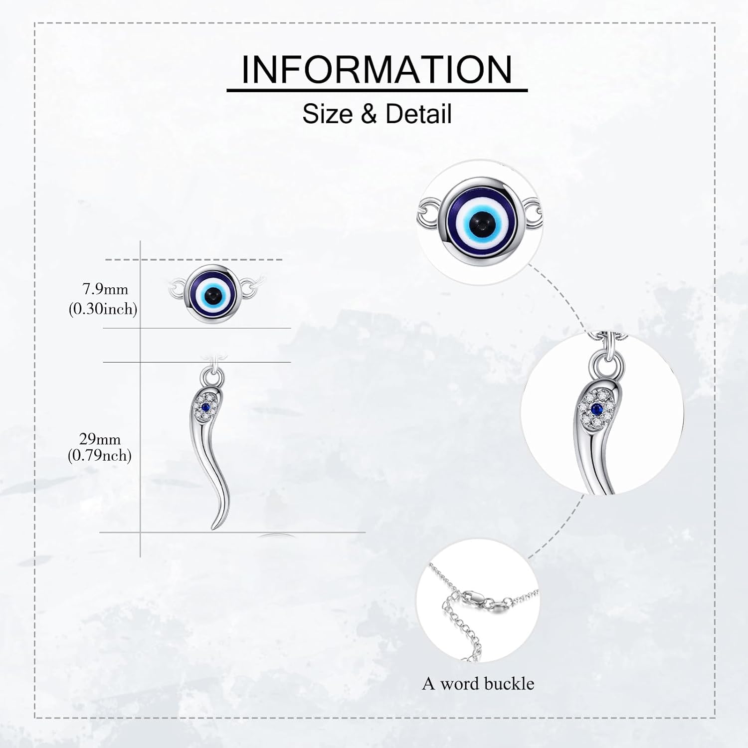 URONE Italian Horn Necklace Sterling Silver Lucky Cornicello Italian Horn Evil Eye Layered Necklace Protection Amulet Jewelry Gifts for Women - Image 4