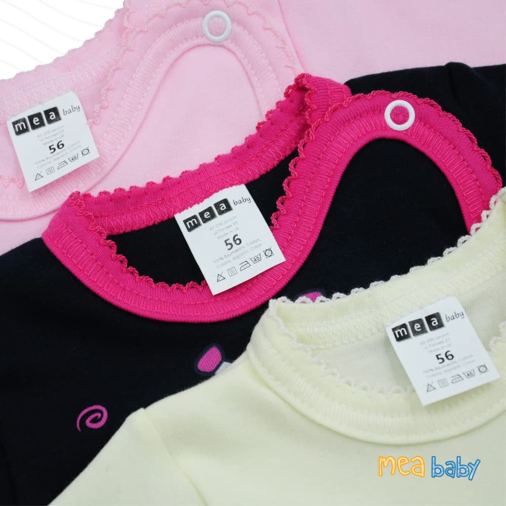 MEA BABY Body per neonati a manica lunga con stampa | 100% cotone | Body per bambine e bambini | Vari colori e stampe divertenti | Multipack da 5 pezzi