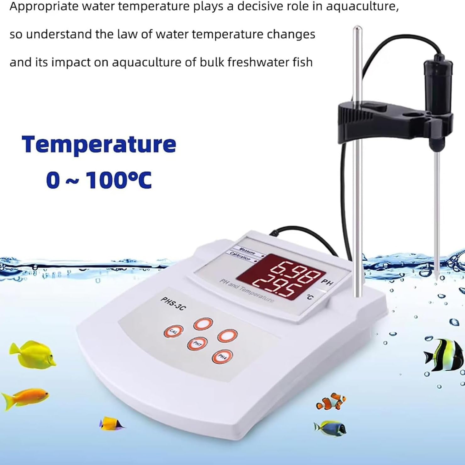 Misuratore di pH da laboratorio da tavolo, tester di acidità e alcalinità del pH da laboratorio, misuratore di pH da banco con calibrazione automatica, precisione di ±0,01 pH, 2 elettrodi PH/Temp