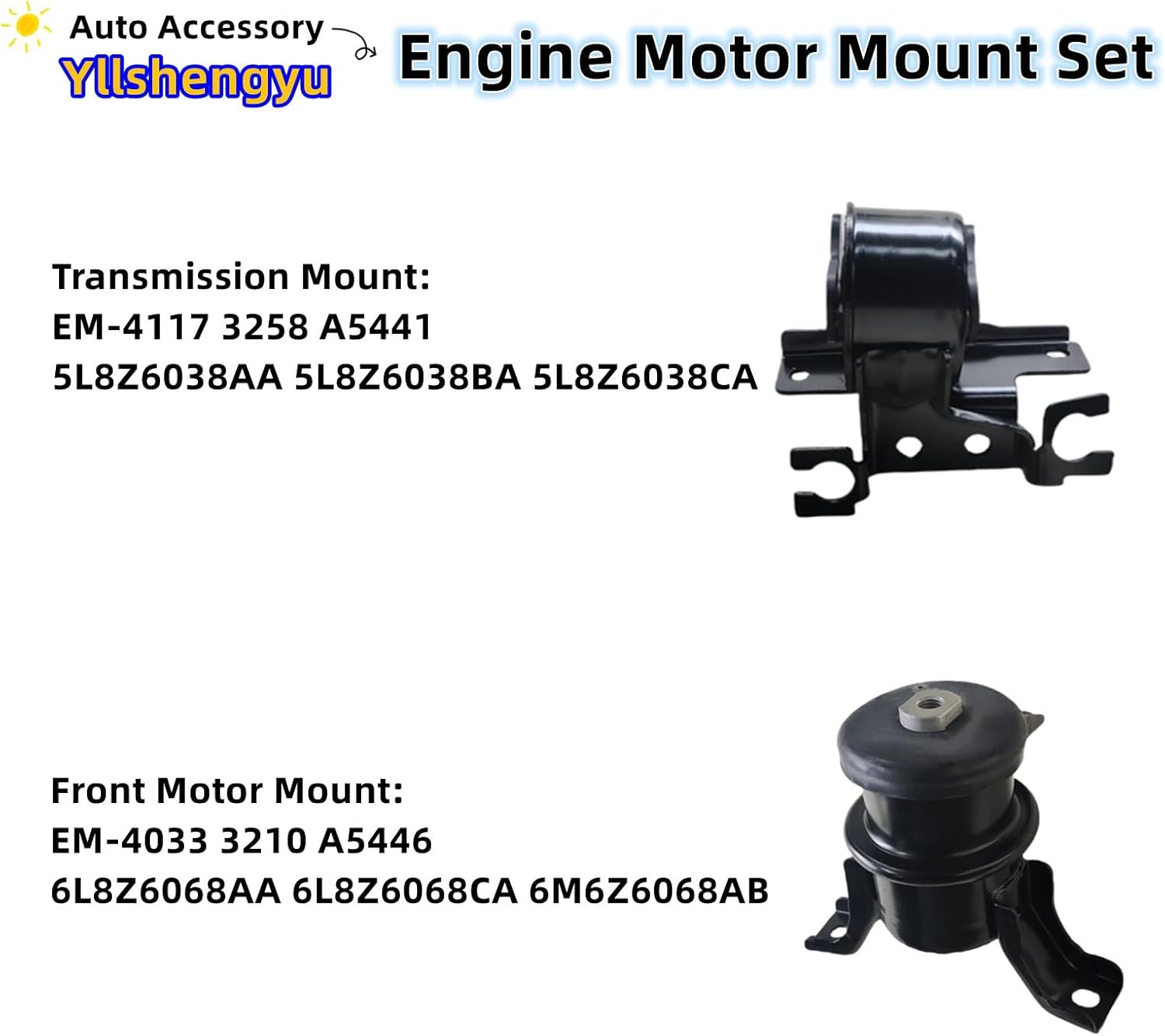4PC Engine Motor Mount Kit for 2005-2012 Escape/Mazda Tribute/Mercury Mariner - Replaces A5446, A5481, A5412, A5441
