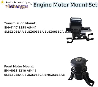 Yllshengyu 4Pcs Engine Motor Mount Set Compatible with Escape/Mazda Tribute/ Mercury Mariner 2005-2012 Replacement for A5446 A5481 A5412 A5441 3210 3222 3215 3258