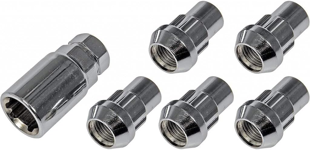 KarParts360 for Ford Mustang 1990-2014 Wheel Lock Set | 4 Pieces | Made of Steel | Bulge Head Style | Chrome Finish | 1/2-20 Thread Size | with Key