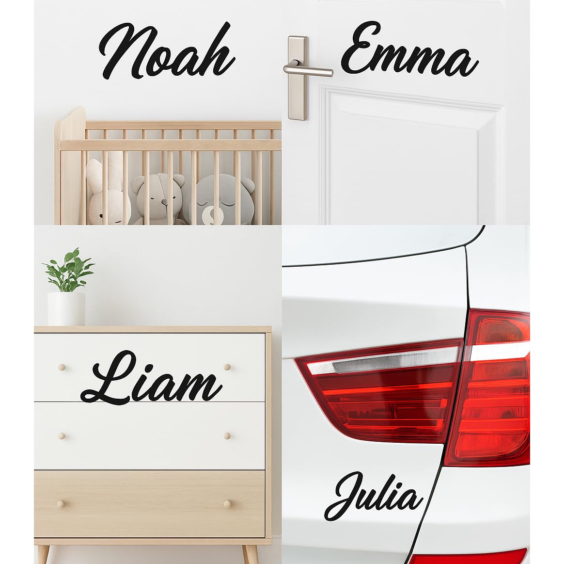 Sticker Prénom ou texte Personnalisé – Autocollant Mural, Chambre, Voiture, Vitrine, Meuble – 24 Couleurs pro – Décor Facile à Poser – Fabrication Française