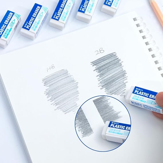 M&G 12 Pack White Erasers Bulk, Small Rubber Pencil Erasers for Kids School Students Office, 1.7 x 0.7 Inches Soft Art Erasers for Drawing Sketching (New Packaging)