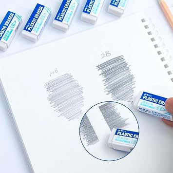M&G 12 Pack White Erasers Bulk, Small Rubber Pencil Erasers for Kids School Students Office, 1.7 x 0.7 Inches Soft Art Erasers for Drawing Sketching (New Packaging)