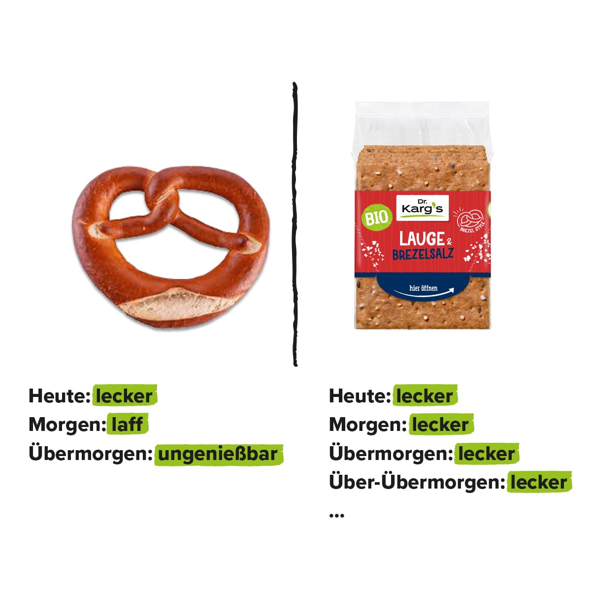 Dr. Karg’s BIO Knäckebrot Lauge & Brezelsalz – dünn knusprig, vegan, Brezel-Style, mit grobem Brezelsalz, reich an Ballaststoffen, 100% Vollkorn & mit natürlichen Zutaten, 10x200g