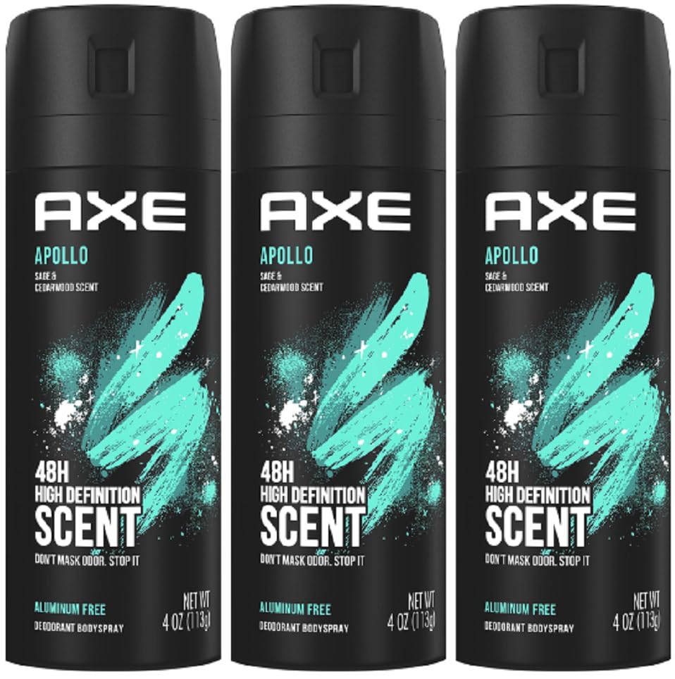'Axe Deodorant/Body Spray Men'Apollo – 0% aluminio – 3 Pack...