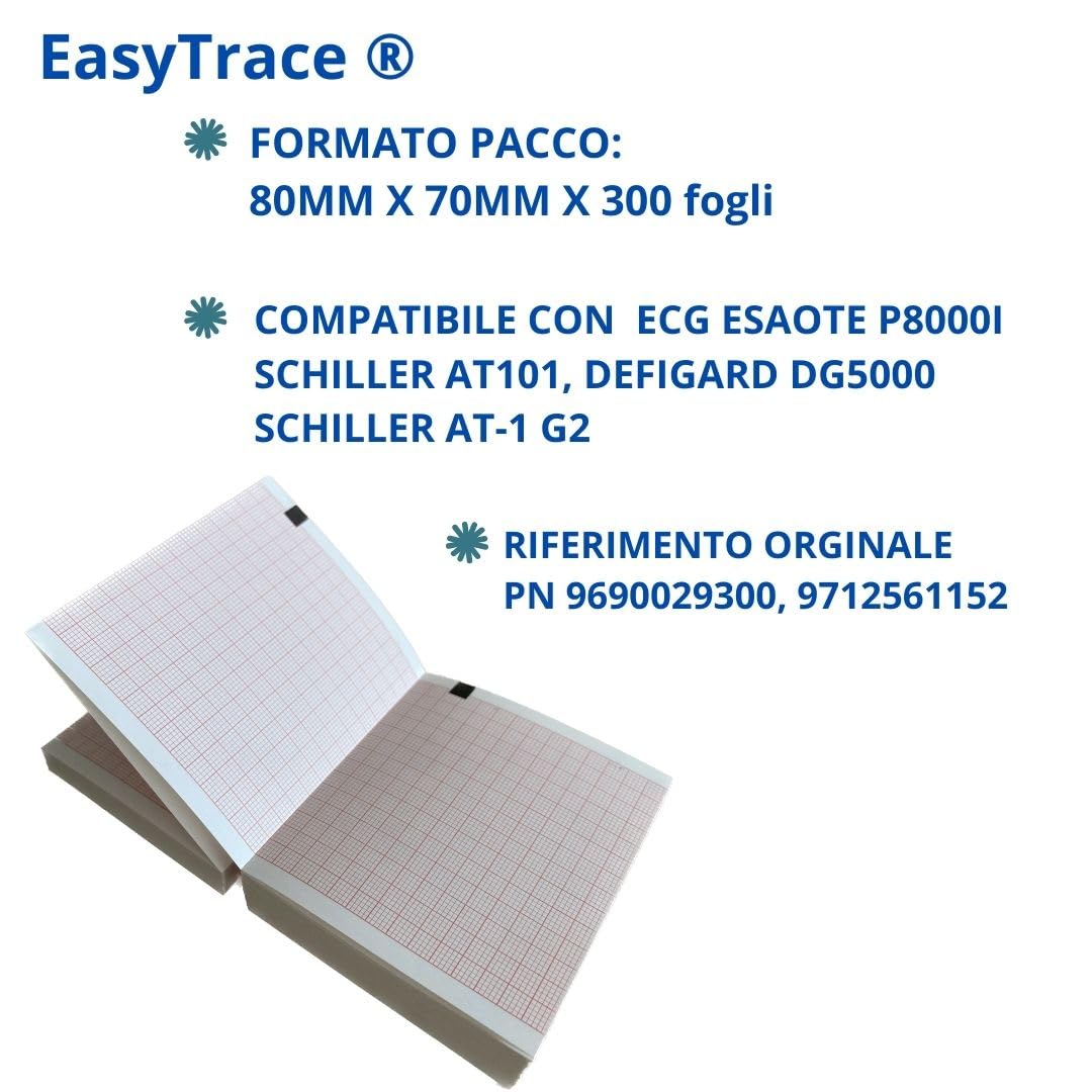 Conf. 20 pacchi - CARTA TERMICA PER ESAOTE P8000 BASE, Defigard 5000, Defigard 6200-80MMx70MMx300Fogli [OB8070P]