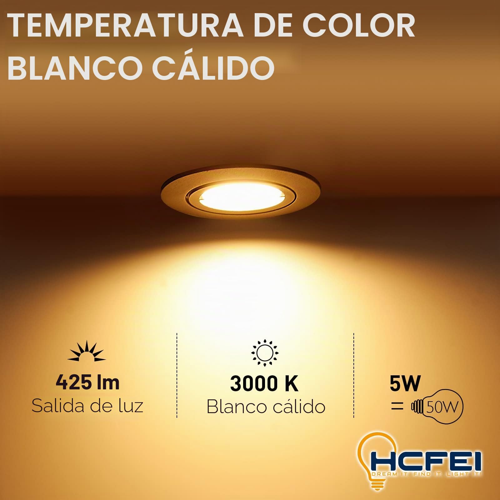 HCFEI Light Design Dreesbach - Juego de 10 focos led empotrables (intensidad regulable, orientables, 5 W, 230 V, orificio de perforación de 68 mm, ángulo de haz de 120°, 3000 K, 10 unidades)