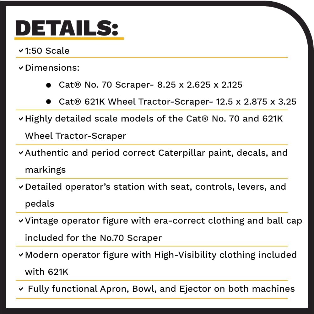 Diecast Masters 85563 - Cat 621K & No. 70 Scapers con trattore D7 a cingoli, scala 1:50, da 14 anni, in scatola di cartone, adatto ai collezionisti