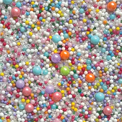 Image of Fancy Sprinkles Rainbow Royale Sprinkles | Mixed Size Candy Pearls, Dragees & Sugar Crystals | Cake, Cupcake & Cookie Decorating | Birthday & Unicorn Party | 1 Pack (0.5c)