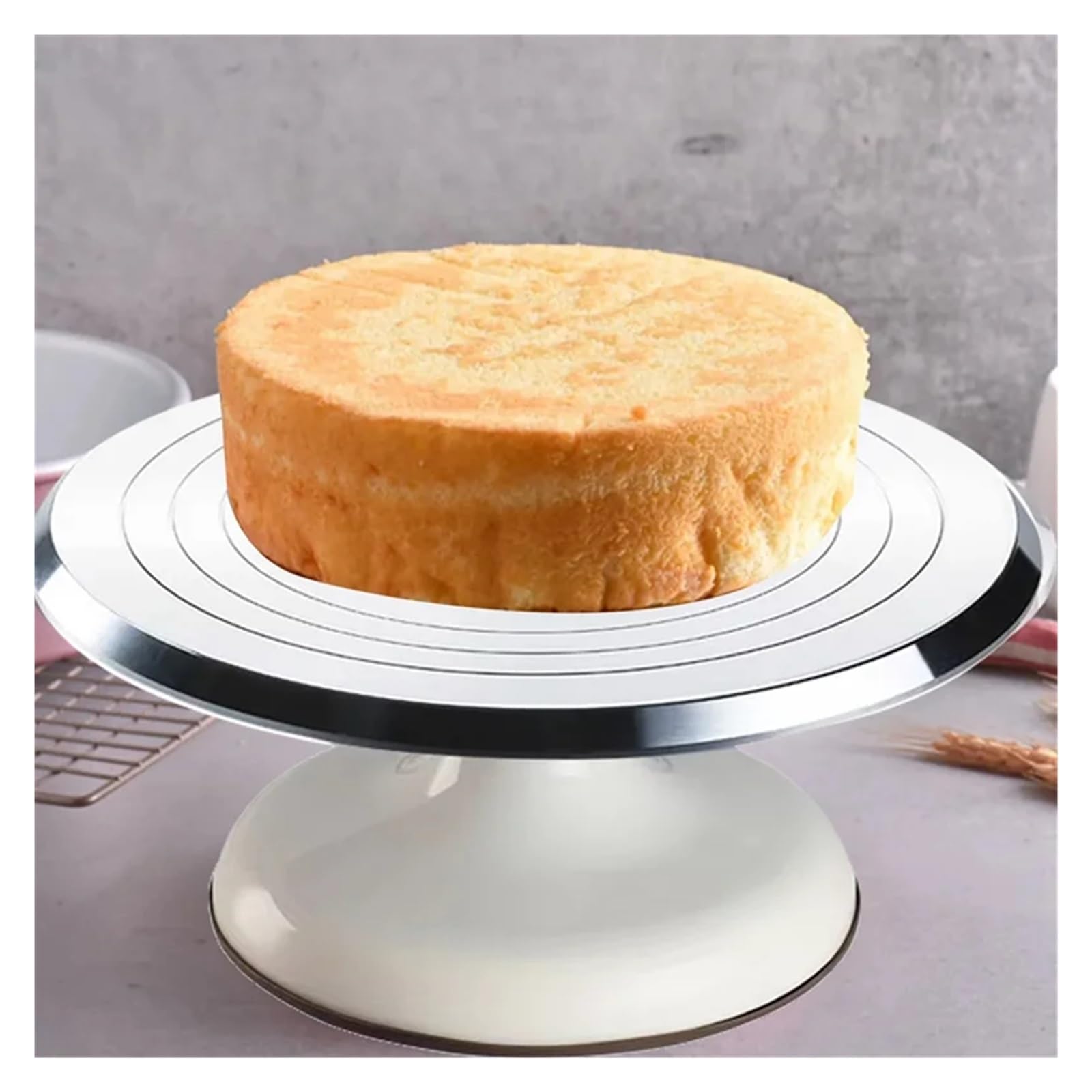 Piatto Girevole per Torte Piatto Girevole for la Preparazione di Torte, 12 Pollici, in Lega Alluminio, Rotazione Stabile, teglia Rimovibile e Facile da Pulire per Decorare Torte