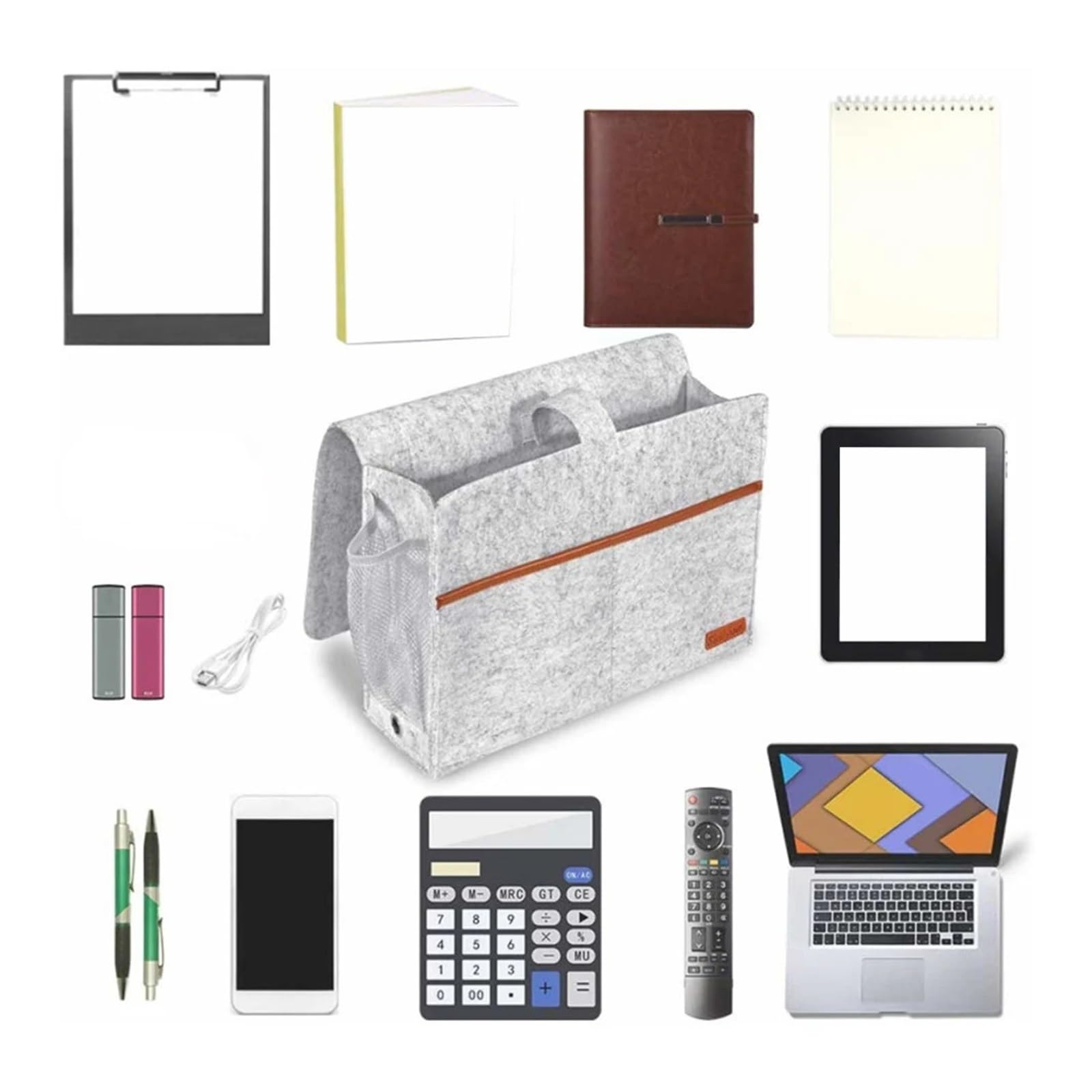 Betttasche Aufbewahrungstasche for Schlafzimmer, Nachttisch, Organizer mit Taschentuchbox, Telefon, Filz, Hängetasche, Sofa, Korb mit großer Kapazität, Wasserflaschentasche Für Betten, Sofas