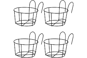 4 Pack Small Metal Hanging Railing Planters | Versatile Rail Scapes for Plants & Railings