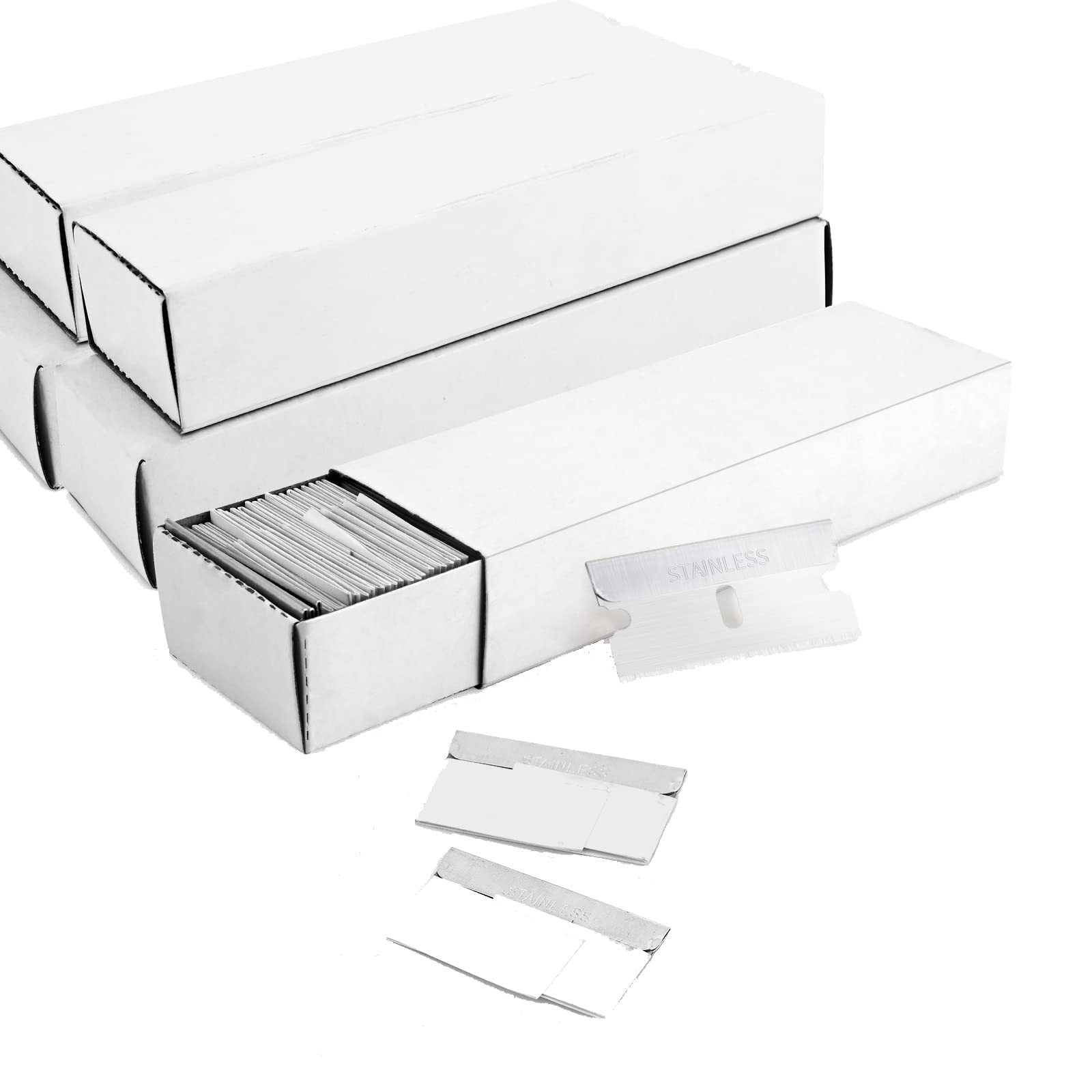 FOSHIO 600pcs Schaber ErsatzKlinge Edelstahl Metall Rasierklingen ErsatzKlinge Ceranfeldschaber Klebemesser GlassSchaber Cleaner Schaber Ceranfeld Labels Remover