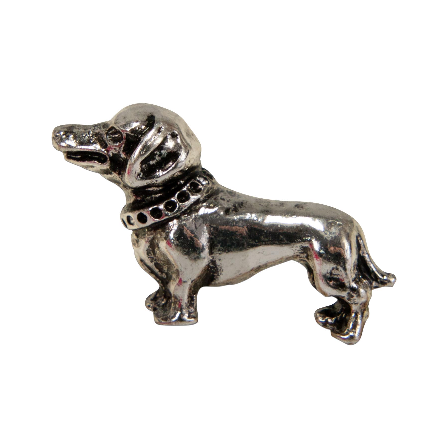 Pin de perro salchicha con elegante acabado en plata vieja API139 3