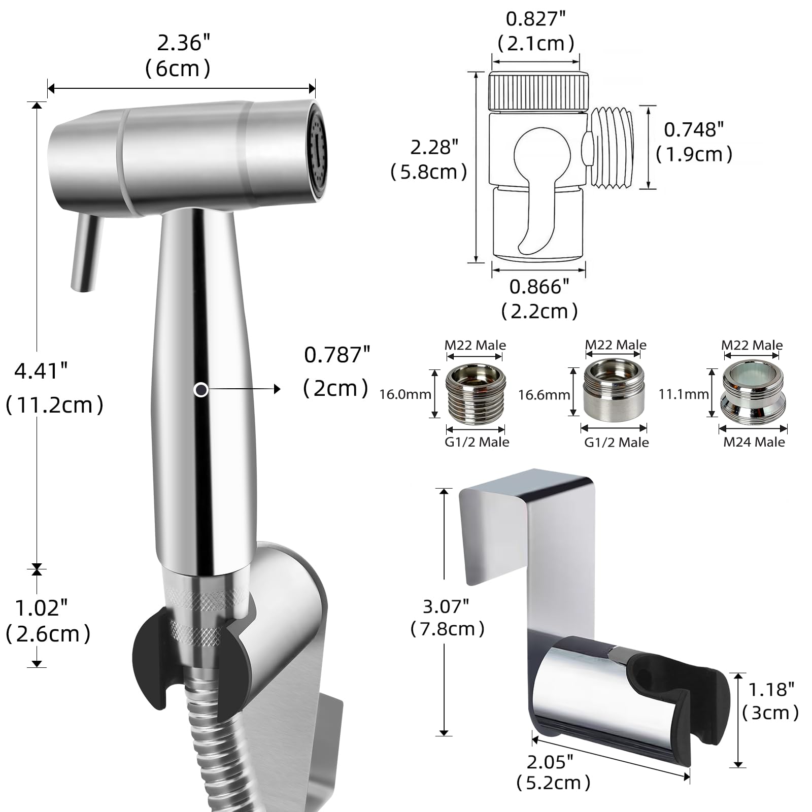 Tragbare Bidet-Dusche aus Edelstahl mit einstellbarer Wasserstrahlstärke – Handbrause Toilette Set zur persönlichen Hygiene